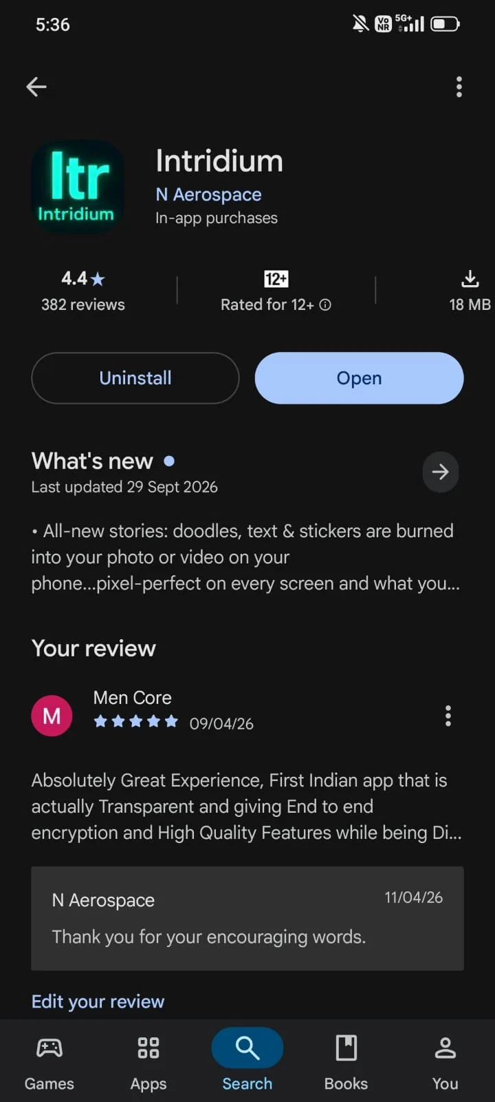 Intridium listing on Google Play