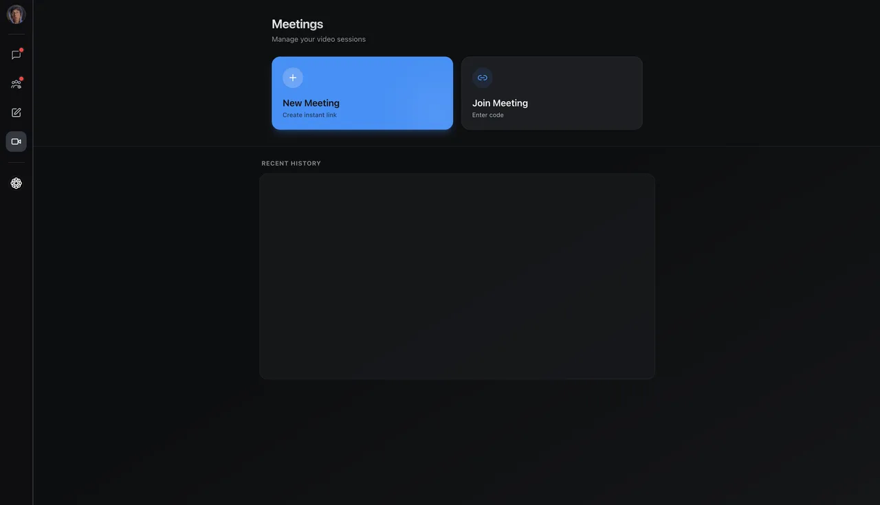 The Meetings screen